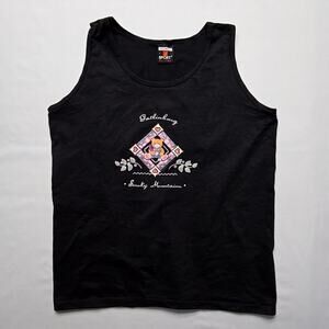 Vintage Gatlinburg Smoky Mountains Tank Top Large Teddy Bear Graphic Black Top